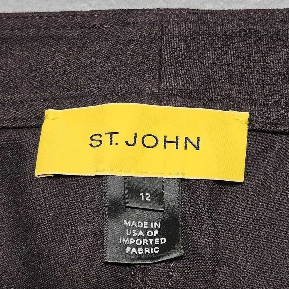 St. John Capri Trouser Pant Women's Size‎ 12 Brown 5 Pocket Casual USA MADE FLAW - Picture 3 of 10